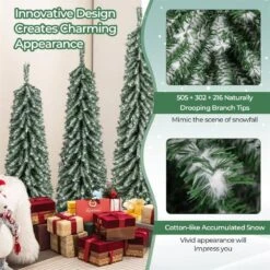 4 Ft. 5 Ft. 6 Ft. PreLit Artificial Christmas Tree With Realistic Accumulated Snow (Set Of 3) -Northlight Shop costway pre lit christmas trees hcst04381 44 1000