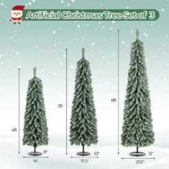 4 Ft. 5 Ft. 6 Ft. PreLit Artificial Christmas Tree With Realistic Accumulated Snow (Set Of 3) -Northlight Shop costway pre lit christmas trees hcst04381 76 1000