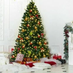 7.5 Ft. Pre-Lit Hinged PVC Artificial Christmas Tree With 400-LED Lights And Stand -Northlight Shop costway pre lit christmas trees ms2j 0639 1f 1000
