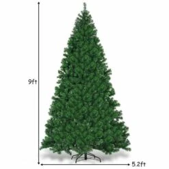 9 Ft. Pre-Lit PVC Artificial Christmas Tree Hinged With 700 LED Lights And Stand -Northlight Shop costway pre lit christmas trees ms2j 12j 3 c3 1000