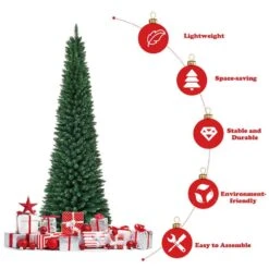 7 Ft. PVC Unlit Slim Pencil Artificial Christmas Tree With Stand Home Holiday Green -Northlight Shop costway unlit christmas trees ghm0301 1f 1000