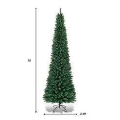 7 Ft. PVC Unlit Slim Pencil Artificial Christmas Tree With Stand Home Holiday Green -Northlight Shop costway unlit christmas trees ghm0301 c3 1000