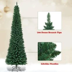 7 Ft. PVC Unlit Slim Pencil Artificial Christmas Tree With Stand Home Holiday Green -Northlight Shop costway unlit christmas trees ghm0301 fa 1000