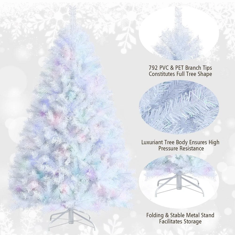 6 Ft. White Iridescent Tinsel Artificial Christmas Tree With 792 Branch Tips 2 6 Ft. White Iridescent Tinsel Artificial Christmas Tree With 792 Branch Tips - Image 2