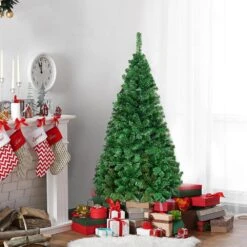 8 Ft. Artificial PVC Christmas Tree With Stand Green -Northlight Shop costway unlit christmas trees ghm0757 31 1000