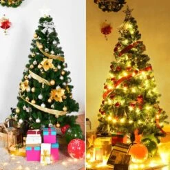 8 Ft. Artificial PVC Christmas Tree With Stand Green -Northlight Shop costway unlit christmas trees ghm0757 4f 1000