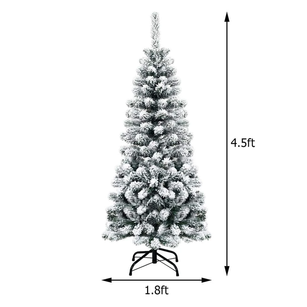 4.5 Ft. White Unlit Light Type Flocked Classic Pencil Artificial Christmas Tree With 242 Tips 2 4.5 Ft. White Unlit Light Type Flocked Classic Pencil Artificial Christmas Tree With 242 Tips - Image 2