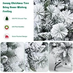 7 Ft. White Unlit Snow Flocked Hinged Slim Artificial Christmas Tree W/Pine Needles 17 7 Ft. White Unlit Snow Flocked Hinged Slim Artificial Christmas Tree W/Pine Needles -Northlight Shop costway unlit christmas trees ms2j 3556 44 1000