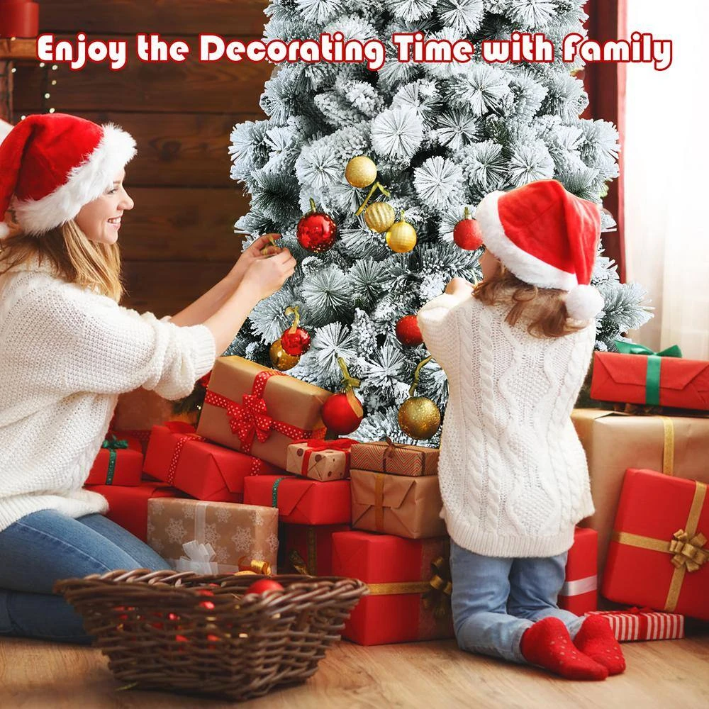 7 Ft. White Unlit Snow Flocked Hinged Slim Artificial Christmas Tree W/Pine Needles 6 7 Ft. White Unlit Snow Flocked Hinged Slim Artificial Christmas Tree W/Pine Needles - Image 6