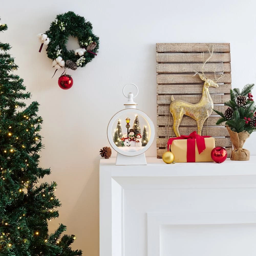 Tabletop White Christmas Holiday Winter Snowman Scene Diorama Lighted Lantern Decoration - Oval 5 Tabletop White Christmas Holiday Winter Snowman Scene Diorama Lighted Lantern Decoration - Oval - Image 5