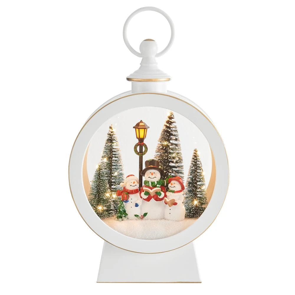 Tabletop White Christmas Holiday Winter Snowman Scene Diorama Lighted Lantern Decoration - Oval 1 Tabletop White Christmas Holiday Winter Snowman Scene Diorama Lighted Lantern Decoration - Oval