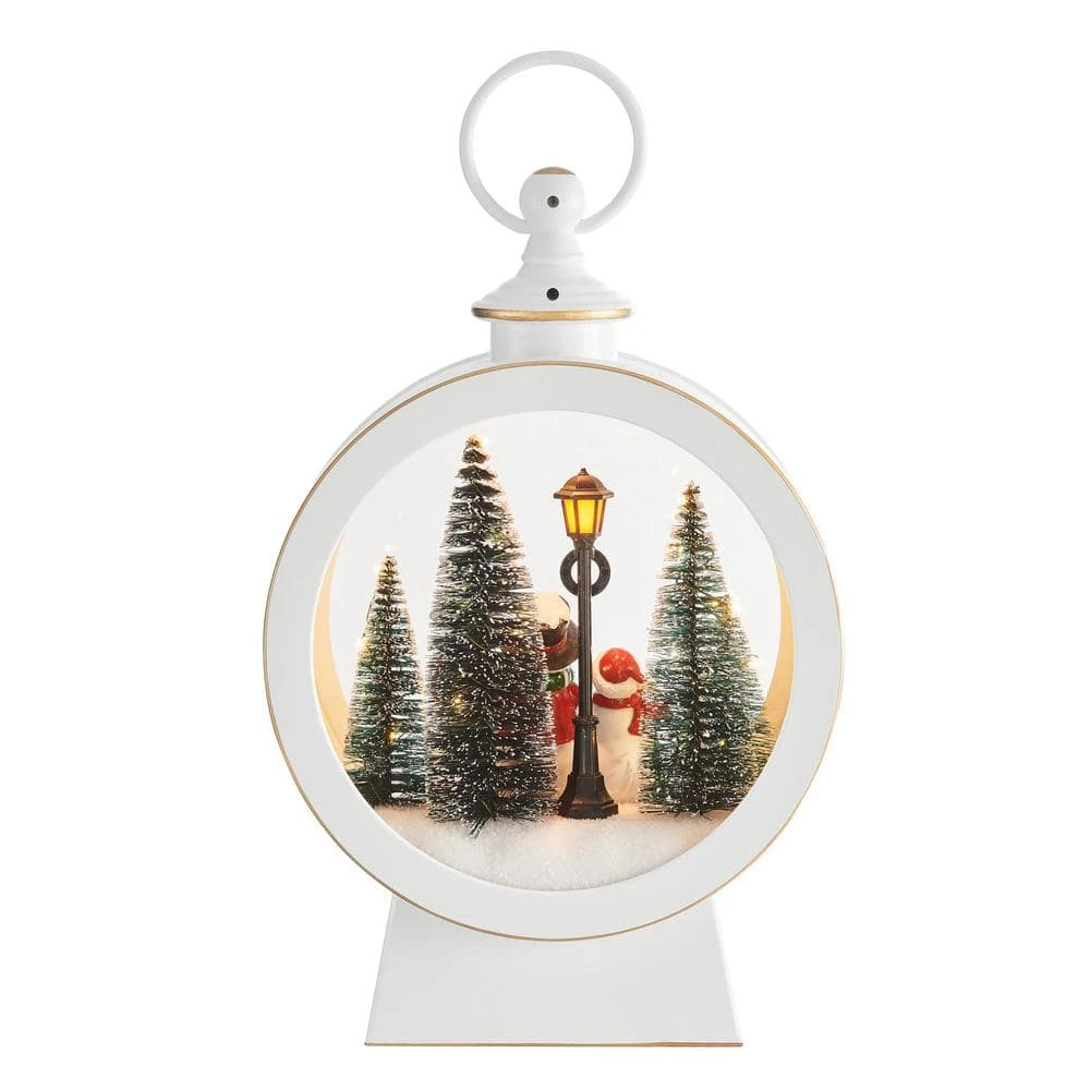 Tabletop White Christmas Holiday Winter Snowman Scene Diorama Lighted Lantern Decoration - Oval 9 Tabletop White Christmas Holiday Winter Snowman Scene Diorama Lighted Lantern Decoration - Oval - Image 9