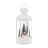 Tabletop Christmas Holiday Winter Scene Falling Snow Music Snowglobe Diorama Lit Lantern Decoration - White