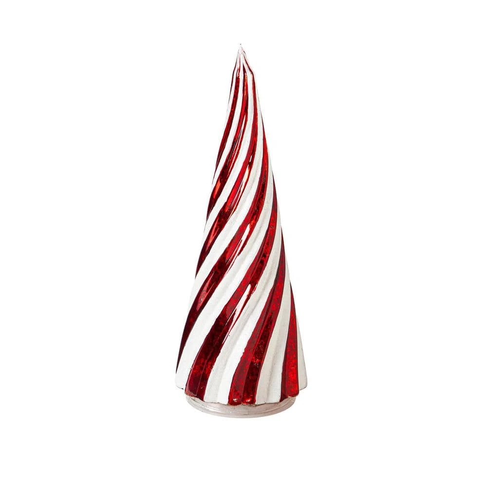 12 In. LED Red And White Striped Trees Christmas Table Decor, (Set Of 2) 1 12 In. LED Red And White Striped Trees Christmas Table Decor, (Set Of 2)