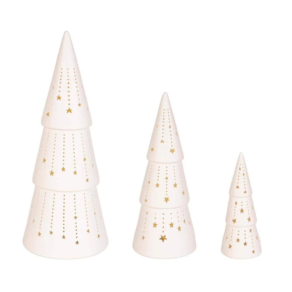 12 In. LED Ceramic Christmas Tree Table Decor Set 2 12 In. LED Ceramic Christmas Tree Table Decor Set - Image 2