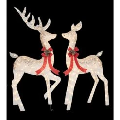 UL Ombre Glittering Clear Light Thread Buck And Doe Sculpture 2-Set