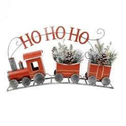 28.75 In. L Tin Train With Pinecones And Battery Operated LED Lights