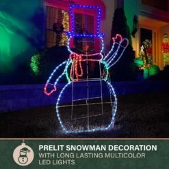 5-Ft. Prelit LED Christmas Snowman With Waving Arm Movement, Colorful Light Up Decoration -Northlight Shop fraser hill farm christmas novelty lights ffchled060 sn2 mlt 40 1000