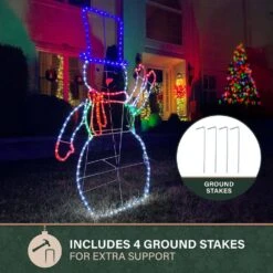 5-Ft. Prelit LED Christmas Snowman With Waving Arm Movement, Colorful Light Up Decoration -Northlight Shop fraser hill farm christmas novelty lights ffchled060 sn2 mlt 66 1000