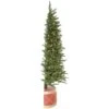6.5 Ft. Green Half Artificial Christmas Tree With Drum Pot And LED Lights