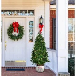 4.5-Ft. Porch Tree In Reindeer Pot With Warm White LED Lights -Northlight Shop fraser hill farm pre lit christmas trees ffptg054 5gr 77 1000
