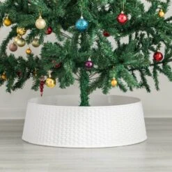 White Plastic Large Rattan Christmas Tree Skirt -Northlight Shop gardenised christmas tree skirts qi003957 w 1f 1000