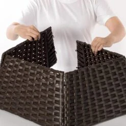 Brown Plastic, Rattan Foldable Christmas Tree Skirt Collar Basket, Ring Base Stand Cover -Northlight Shop gardenised christmas tree skirts qi004155 br 76 1000