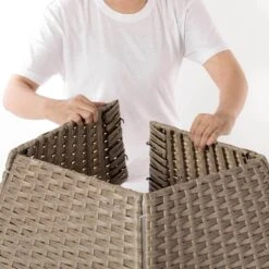 Grey Plastic, Rattan Foldable Christmas Tree Skirt Collar Basket, Ring Base Stand Cover -Northlight Shop gardenised christmas tree skirts qi004155 gy 76 1000