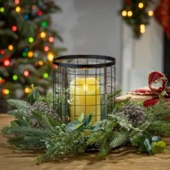 8.5 In. H Holiday Centerpiece W/Metal & Glass Candle Holder -Northlight Shop gerson international christmas centerpieces 2548570ec 31 1000