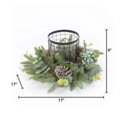 8.5 In. H Holiday Centerpiece W/Metal & Glass Candle Holder -Northlight Shop gerson international christmas centerpieces 2548570ec 4f 1000