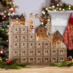 13,98 In. H B/O Lighted Christmas Wood Village Scene Advent Calendar -Northlight Shop gerson international christmas villages 2537640ec 31 1000