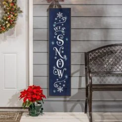 47.2 In. Battery Operated Lighted Wood Let It Snow Porch Sign With Easel -Northlight Shop gerson international christmas wall decorations 2593040ec 31 1000