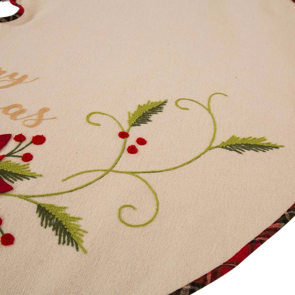48 In. D Fabric Christmas Tree Skirt In Poinsettia 5 48 In. D Fabric Christmas Tree Skirt In Poinsettia - Image 5