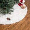 48 In. D White Plush Christmas Tree Skirt
