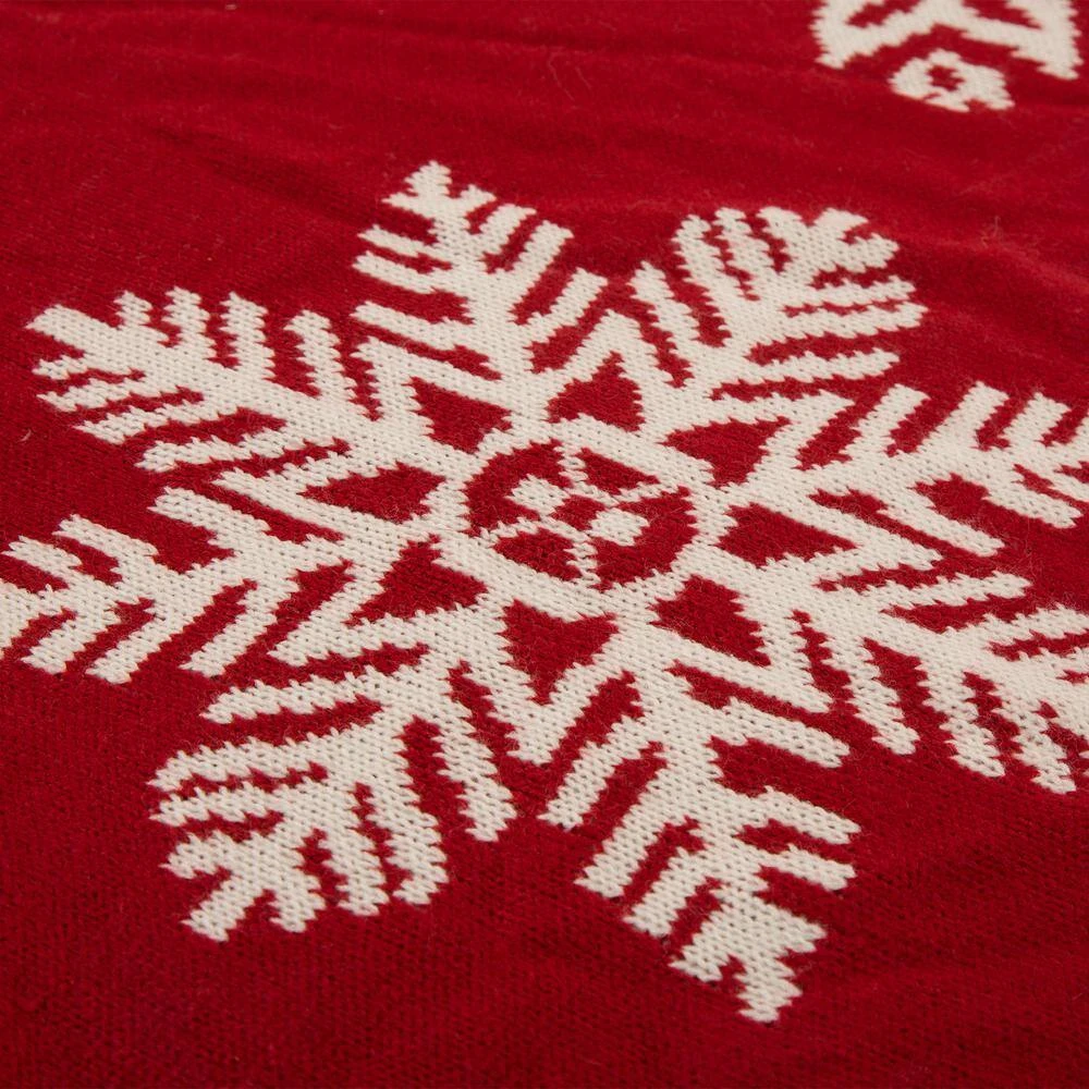 48 In. D Knitted Christmas Tree Skirt In Snowflake 5 48 In. D Knitted Christmas Tree Skirt In Snowflake - Image 5