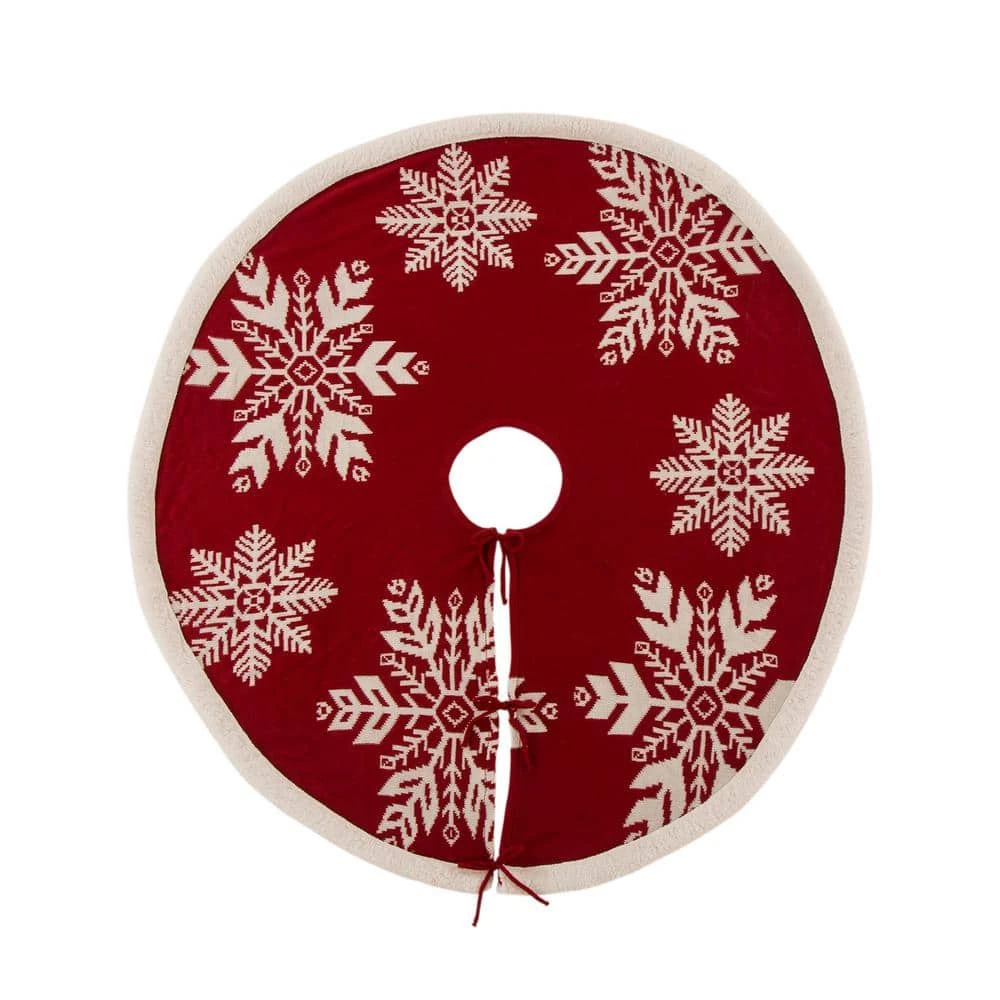 48 In. D Knitted Christmas Tree Skirt In Snowflake 1 48 In. D Knitted Christmas Tree Skirt In Snowflake