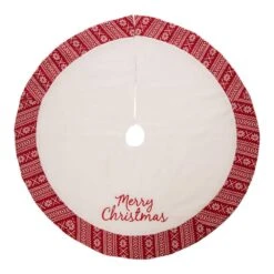 48 In. D White Fleece Christmas Tree Skirt - Merry Christmas