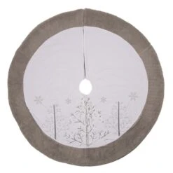 48 In. D White Fleece Christmas Tree Skirt