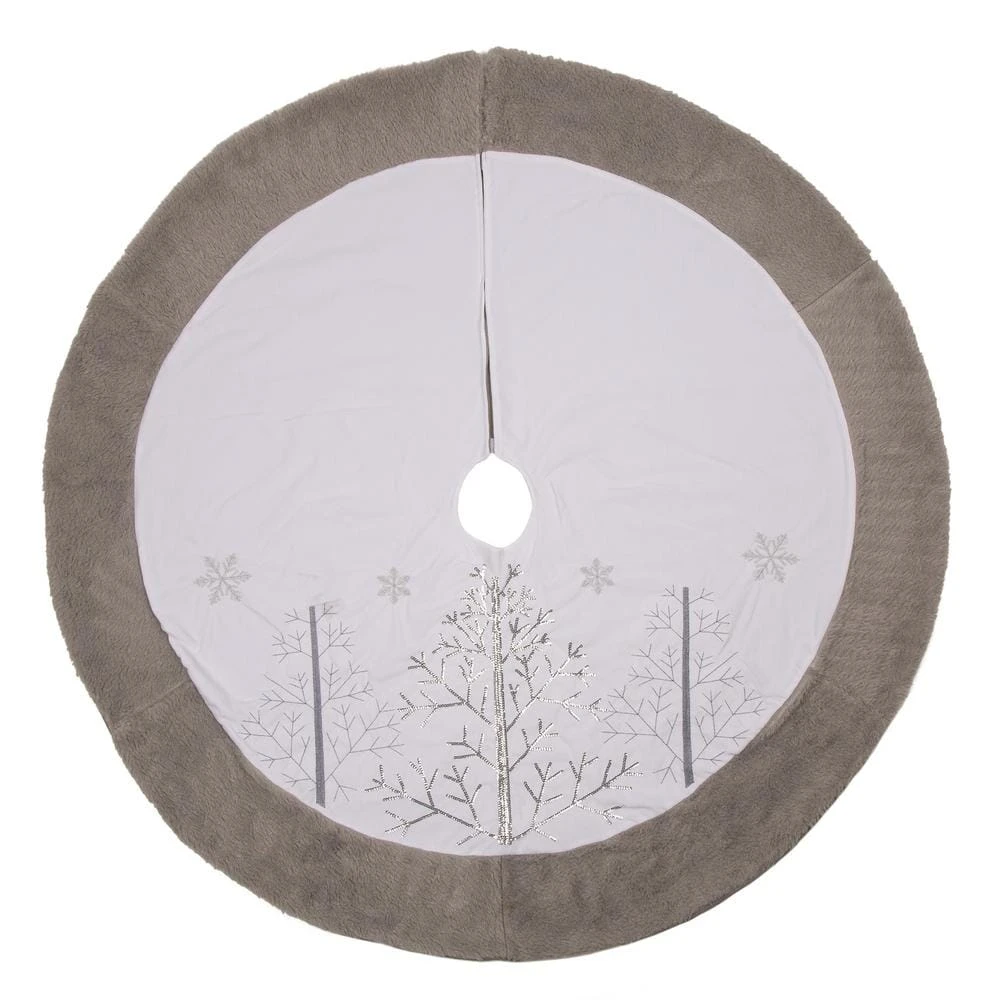 48 In. D White Fleece Christmas Tree Skirt 1 48 In. D White Fleece Christmas Tree Skirt