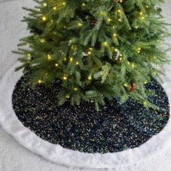 48 In. D Navy Blue Sequin Christmas Tree Skirt -Northlight Shop glitzhome christmas tree skirts 2004700078 31 1000