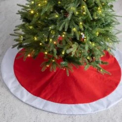 48 In. D Red And White Felt Christmas Tree Skirt -Northlight Shop glitzhome christmas tree skirts 2004700080 31 1000