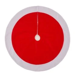48 In. D Red And White Felt Christmas Tree Skirt
