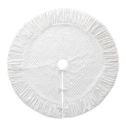 48 In. D Deluxe White Velvet Ruffled Christmas Tree Skirt