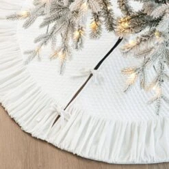 48 In. D Deluxe White Velvet Ruffled Christmas Tree Skirt -Northlight Shop glitzhome christmas tree skirts 2020100002 fa 1000