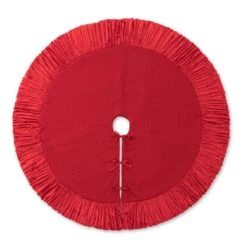 60 In. Dia Oversized Deluxe Red Velvet Ruffled Christmas Tree Skirt