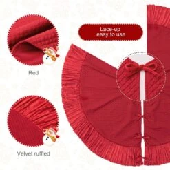 72 In. D Oversized Deluxe Red Velvet Ruffled Christmas Tree Skirt -Northlight Shop glitzhome christmas tree skirts 2020100005 1f 1000