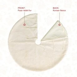 48 In. D White Reversible Faux Rabbit Fur/Korean Fleece Christmas Tree Skirt -Northlight Shop glitzhome christmas tree skirts 2020100007 44 1000