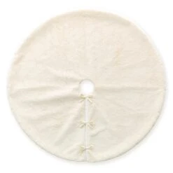 48 In. D White Reversible Faux Rabbit Fur/Korean Fleece Christmas Tree Skirt