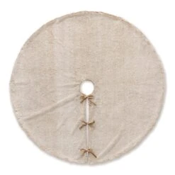 48 In. D Milk Coffee Brown Reversible Faux Rabbit Fur/Korean Fleece Christmas Tree Skirt