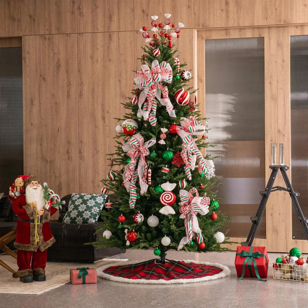 48 In. D Red And Black Plaid Reversible Sherpa/Flannel Christmas Tree Skirt 2 48 In. D Red And Black Plaid Reversible Sherpa/Flannel Christmas Tree Skirt - Image 2